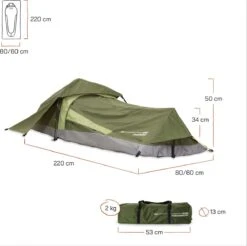 Where Tomorrow Solo Tent 220X80X50 Cm - Groen - 1 Persoons -Bo-Camp Winkel 1200x1195 4