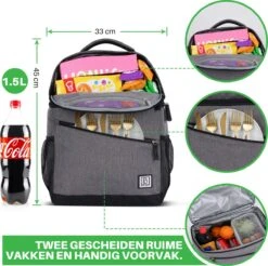 Brisby 4 Laags Geïsoleerde Koeltas Rugzak - 25 Liter - Met Handige Vakken Voor Bestek En Essentials - Waterafstotend Materiaal - Donkergrijs -Bo-Camp Winkel 1200x1196 1