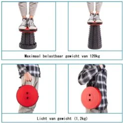 Kampeerkruk - Uitschuifbare Kruk - Rood/Zwart- Tot 120 Kg - Travel Stool - Opvouwbare Campingkruk - Inklapbaar Krukje - Telescopische Kruk - Camping - Outdoor -Bo-Camp Winkel 1200x1198