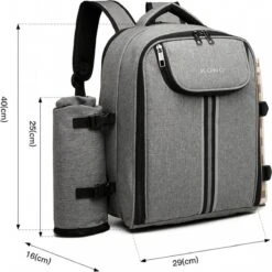 Kono Koeltas - Koelrugzak - Picknick - Picknicktas Met Flessenhouder - Koelrugtas Met Picknickkleed - Grijs (E6915 GY) -Bo-Camp Winkel 1200x1199 4