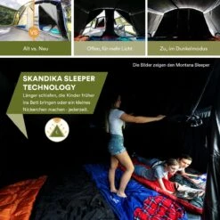Skandika Nimbus Sleeper 12 Tent – Koepeltenten – 12 Persoons Familietent - Campingtent – Muggengaas – Sleeper Technology (3 Extra Donkere Slaapcabines) – 760 X 630 X 215 Cm (LxBxH) – 5000 Mm Waterkolom – Camping, Tuin – Kamperen – Blauw/wit -Bo-Camp Winkel 1200x1200 1017