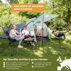 Skandika Bern 4 Koepeltent - Koepeltent - Tenten - 4 Persoons Kampeertent Met Panoramisch Dakraam, 2 Slaapcabines, Grondzeil, 210 Cm Stahoogte, Waterdicht, 4000 Mm Waterkolom - Grote Outdoor Familie Tent, Kampeertent - Grijs -Bo-Camp Winkel 1200x1200 1053