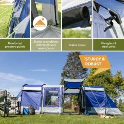 Skandika Montana 8 Tent – Tunneltenten – 8 Persoons Tent – Campingtent – 200 Cm Stahoogte – 2-4 Slaapcabines - Muggengaas – Familietent – 4 Ingangen – 700 X 310 X 200 Cm (L X B X H) - 5000 Mm Waterkolom – Outdoor, Camping – Kamperen – Blauw -Bo-Camp Winkel 1200x1200 1095