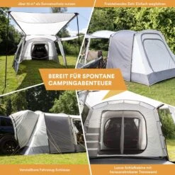 Skandika Pitea XL UP Tent – Koepeltenten - Autotent – 4 Persoons Campingtent Voor SUV, Caddy, Auto, CUV – Vrijstaand – Met/zonder Slaapcabine – Max. Stahoogte 200 Cm – Waterdicht Met 3000mm Waterkolom - 515 X 300 X 200 Cm (LxBxH) – Kamperen - Grijs -Bo-Camp Winkel 1200x1200 1119