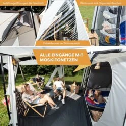 Skandika Pitea XL UP Tent – Koepeltenten - Autotent – 4 Persoons Campingtent Voor SUV, Caddy, Auto, CUV – Vrijstaand – Met/zonder Slaapcabine – Max. Stahoogte 200 Cm – Waterdicht Met 3000mm Waterkolom - 515 X 300 X 200 Cm (LxBxH) – Kamperen - Grijs -Bo-Camp Winkel 1200x1200 1122