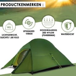 Cloud Up 3 Upgraded - Naturehike® - Tent 3 Persoons - Lichtgewicht Tent - Incl. Grondzeil - 20D 4000MM - Outdoor Kampeertent - Waterdicht - Hiking & Wandelen -Bo-Camp Winkel 1200x1200 1126