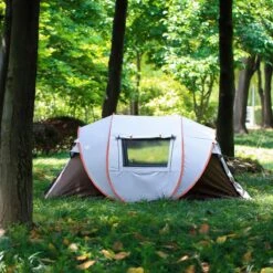Fly Lab Luxe Pop Up Tent - Kampeer Tent - Grijs/Oranje - 4 Persoons -Bo-Camp Winkel 1200x1200 1135