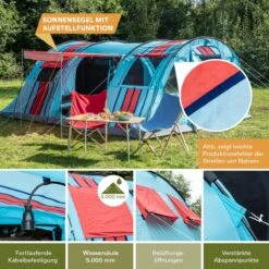 Skandika Gotland Tunneltent Voor 6 Personen, Grote Familietent In Racing-design, Ingenaaide Tentbodem, Waterdicht, 5000 Mm Waterkolom, Slaapcabine Met Scheidingswand, Muggennet (let Op, Komt Met Kleurfouten) -Bo-Camp Winkel 1200x1200 1147