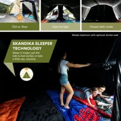 Skandika Montana 8 Sleeper Tent – Tunneltent – 8 Persoons Familietent - Campingtent – Sleeper Technology (2 Tot 4 Extra Donkere Slaapcabines) – Ingenaaide Tentvloer - Muggengaas – 700 X 310 X 200 Cm (LxBxH) – 5000mm Waterkolom – Kamperen – Blauw/wit 11 Skandika Montana 8 Sleeper Tent – Tunneltent – 8 Persoons Familietent - Campingtent – Sleeper Technology (2 Tot 4 Extra Donkere Slaapcabines) – Ingenaaide Tentvloer - Muggengaas – 700 X 310 X 200 Cm (LxBxH) – 5000mm Waterkolom – Kamperen – Blauw/wit -Bo-Camp Winkel 1200x1200 1157