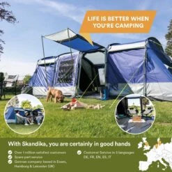 Skandika Montana 8 Sleeper Tent – Tunneltent – 8 Persoons Familietent - Campingtent – Sleeper Technology (2 Tot 4 Extra Donkere Slaapcabines) – Ingenaaide Tentvloer - Muggengaas – 700 X 310 X 200 Cm (LxBxH) – 5000mm Waterkolom – Kamperen – Blauw/wit 14 Skandika Montana 8 Sleeper Tent – Tunneltent – 8 Persoons Familietent - Campingtent – Sleeper Technology (2 Tot 4 Extra Donkere Slaapcabines) – Ingenaaide Tentvloer - Muggengaas – 700 X 310 X 200 Cm (LxBxH) – 5000mm Waterkolom – Kamperen – Blauw/wit -Bo-Camp Winkel 1200x1200 1160