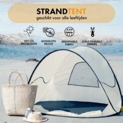 Deryan Luxe Pop Up Strandtent - Anti-UV 50+ - Cream -Bo-Camp Winkel 1200x1200 1182