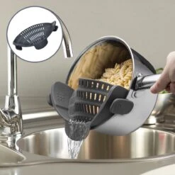 SensaHome- Siliconen Vergiet - Keuken Afgietdeksel - Afgiethulp - Siliconen - BPA Vrij - Grijs -Bo-Camp Winkel 1200x1200 1232