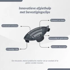 SensaHome- Siliconen Vergiet - Keuken Afgietdeksel - Afgiethulp - Siliconen - BPA Vrij - Grijs -Bo-Camp Winkel 1200x1200 1233