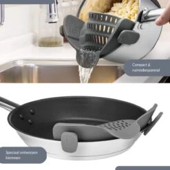 SensaHome- Siliconen Vergiet - Keuken Afgietdeksel - Afgiethulp - Siliconen - BPA Vrij - Grijs -Bo-Camp Winkel 1200x1200 1235