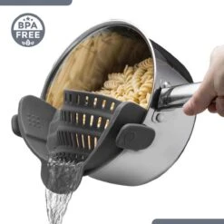 SensaHome- Siliconen Vergiet - Keuken Afgietdeksel - Afgiethulp - Siliconen - BPA Vrij - Grijs -Bo-Camp Winkel 1200x1200 1238