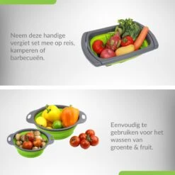 Buxibo - 3-Delige Keuken Vergiet Set Inklapbaar Groen/Grijs -Bo-Camp Winkel 1200x1200 1278