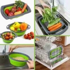 Buxibo - 3-Delige Keuken Vergiet Set Inklapbaar Groen/Grijs -Bo-Camp Winkel 1200x1200 1285