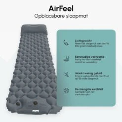 AirFeel Opblaasbaar Slaapmatje - Ingebouwde Pomp En Kussen - Lichtgewicht - 196 X 60 X 6cm - Gray -Bo-Camp Winkel 1200x1200 1307