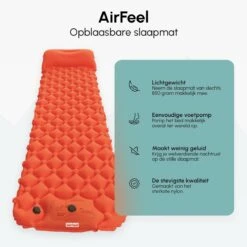 AirFeel Lichtgewicht Opsblaasbaar Slaapmatje - Ingebouwde Pomp En Kussen - 196 X 60 X 6 Cm - Orange -Bo-Camp Winkel 1200x1200 1322