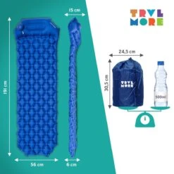 TRVLMORE Slaapmat - Zelfopblazend - 1 Persoons - Ingebouwde Pomp En Kussen - Blauw -Bo-Camp Winkel 1200x1200 1335