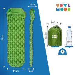 TRVLMORE Slaapmat - Zelfopblazend - 1 Persoons - Ingebouwde Pomp En Kussen - Groen -Bo-Camp Winkel 1200x1200 1347