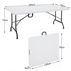 Casaria Tuintafel Opvouwbaar – Met Draaggreep 220x70 Cm – Wit -Bo-Camp Winkel 1200x1200 135