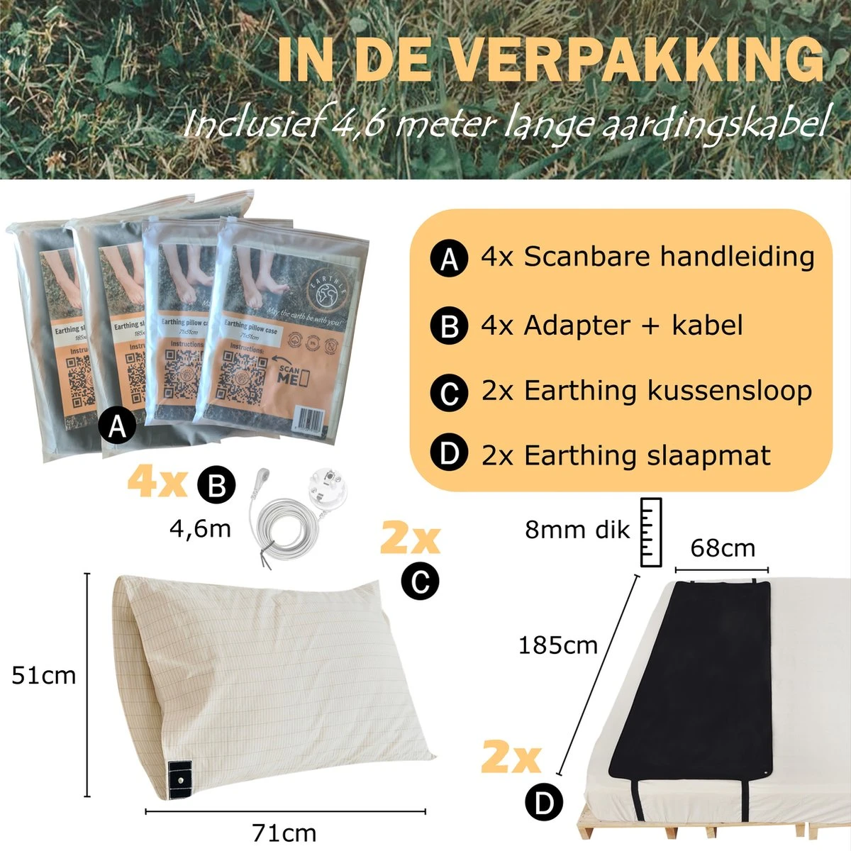 Earthle Volledige Earthing Tweepersoons Aardingsset - 2x Slaapmat + 2x Kussensloop - Aardingsmat - Aarden - Earthing Mat - Aarding - Grounding Mat - Kussensloop - Aardingskussensloop - Combo Deal 2 Earthle Volledige Earthing Tweepersoons Aardingsset - 2x Slaapmat + 2x Kussensloop - Aardingsmat - Aarden - Earthing Mat - Aarding - Grounding Mat - Kussensloop - Aardingskussensloop - Combo Deal - Afbeelding 2