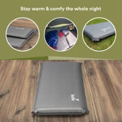 Skandika Easy Single Zelfopblaasbaar Slaapmat – Slaapmat – Slaapmat Zelfopblazend – Logeerbed – Polyester, PVC - Premium Zelfopblazend Luchtbed, Antislip-materiaal, Ideaal Voor Camping – Outdoor, Camping – Kamperen – 196 X 60 X 10 Cm – 3.2kg - Grijs -Bo-Camp Winkel 1200x1200 1384