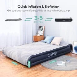 Sable Luxe Queen Size 2 Persoons Luchtmatras Met Ingebouwd Kussen, Opblaasbaar Luchtbed Met Ingebouwde Elektrische Pomp Voor Kamperen, Reizen Of Overnachtende Gasten Of Festival -Bo-Camp Winkel 1200x1200 1400