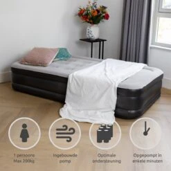 BluMill Eenpersoons Luchtbed - Met Ingebouwde Pomp - Luchtbed Zelfopblazend - Incl. Draagtas - 191x99x36 Cm -Bo-Camp Winkel 1200x1200 1420