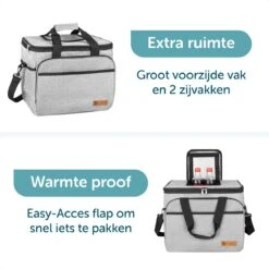 ForDig Koeltas XL Grijs (30 Liter) - Gemaakt Van 600D Polyester Met PEVA-Voering - Ruimte Voor 40 Blikjes Of 20 Halve Liter Flessen - Opvouwbaar Koel Tas Met Easy-Acces Flap - Ruimte Voor Bestek - Picknick Cool Bag - Coolerbag - Grote Cooler -Bo-Camp Winkel 1200x1200 466