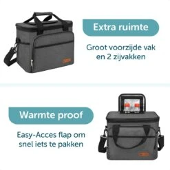 ForDig Koeltas L Zwart (15 Liter) - Gemaakt Van 600D Polyester Met PEVA-Voering - Ruimte Voor 20 Blikjes Of 10 Halve Liter Flessen - Opvouwbaar Koel Tas Met Easy-Acces Flap - Ruimte Voor Bestek - Picknick Cool Bag - Coolerbag - Grote Cooler -Bo-Camp Winkel 1200x1200 485