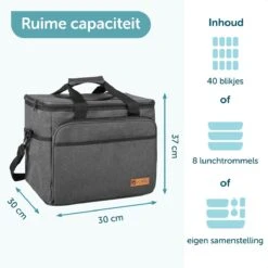 ForDig Koeltas XL Zwart (30 Liter) - Gemaakt Van 600D Polyester Met PEVA-Voering - Ruimte Voor 40 Blikjes Of 20 Halve Liter Flessen - Opvouwbaar Koel Tas Met Easy-Acces Flap - Ruimte Voor Bestek - Picknick Cool Bag - Coolerbag - Grote Cooler -Bo-Camp Winkel 1200x1200 493