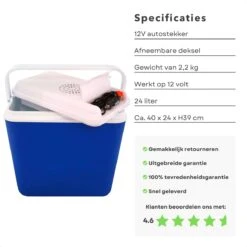 Cheqo® Elektrische Koelbox Voor Auto - 12V - 24L - Blauw - Autostekker - Afneembaar Deksel & Handvat - 2.2kg - 40x24x39cm -Bo-Camp Winkel 1200x1200 561