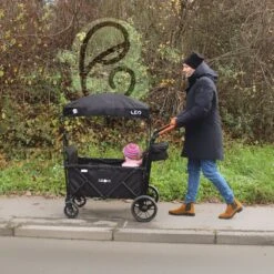 FableKids LEO X4Plus Opvouwbare Wagen Met Dak Fossil Grey -Bo-Camp Winkel 1200x1200 784
