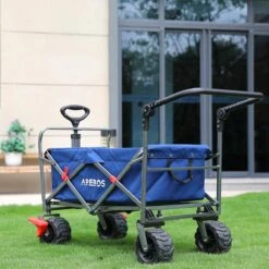 AREBOS Handkar | Transportwagen | Apparatuurwagen | Opvouwbaar | Duwstang| Blauw -Bo-Camp Winkel 1200x1200 788