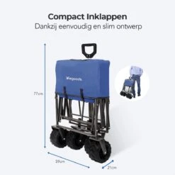 LifeGoods Bolderkar - Opvouwbaar - Tot 80KG - 94L - Wasbaar Polyester - 98x45cm - Blauw/Grijs -Bo-Camp Winkel 1200x1200 796