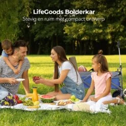 LifeGoods Bolderkar - Opvouwbaar - Tot 80KG - 94L - Wasbaar Polyester - 98x45cm - Blauw/Grijs -Bo-Camp Winkel 1200x1200 803