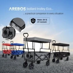 AREBOS Handwagen Vouwbare Dak Handwagen Vouwbare Trolley Uitrustingswagen Grijs -Bo-Camp Winkel 1200x1200 811