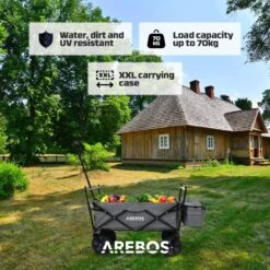 AREBOS Handwagen Vouwbare Dak Handwagen Vouwbare Trolley Uitrustingswagen Grijs -Bo-Camp Winkel 1200x1200 813