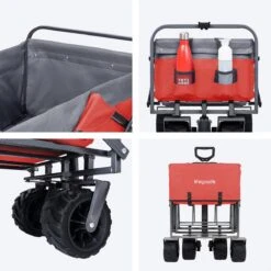 LifeGoods Bolderkar - Opvouwbaar - Tot 80KG - 94L - Wasbaar Polyester - 98x45cm - Rood/Grijs -Bo-Camp Winkel 1200x1200 857