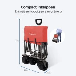 LifeGoods Bolderkar - Opvouwbaar - Tot 80KG - 94L - Wasbaar Polyester - 98x45cm - Rood/Grijs -Bo-Camp Winkel 1200x1200 858