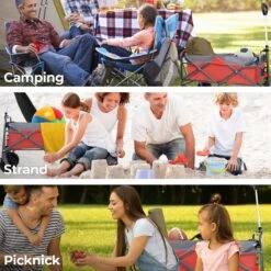 LifeGoods Bolderkar - Opvouwbaar - Tot 80KG - 94L - Wasbaar Polyester - 98x45cm - Rood/Grijs -Bo-Camp Winkel 1200x1200 859