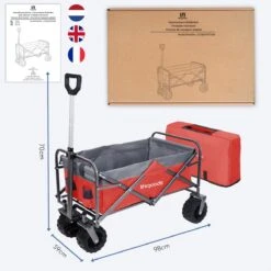 LifeGoods Bolderkar - Opvouwbaar - Tot 80KG - 94L - Wasbaar Polyester - 98x45cm - Rood/Grijs -Bo-Camp Winkel 1200x1200 860