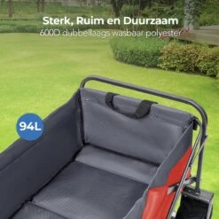LifeGoods Bolderkar - Opvouwbaar - Tot 80KG - 94L - Wasbaar Polyester - 98x45cm - Rood/Grijs -Bo-Camp Winkel 1200x1200 861