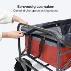 LifeGoods Bolderkar - Opvouwbaar - Tot 80KG - 94L - Wasbaar Polyester - 98x45cm - Rood/Grijs -Bo-Camp Winkel 1200x1200 862