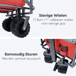 LifeGoods Bolderkar - Opvouwbaar - Tot 80KG - 94L - Wasbaar Polyester - 98x45cm - Rood/Grijs -Bo-Camp Winkel 1200x1200 863