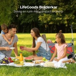 LifeGoods Bolderkar - Opvouwbaar - Tot 80KG - 94L - Wasbaar Polyester - 98x45cm - Rood/Grijs -Bo-Camp Winkel 1200x1200 864
