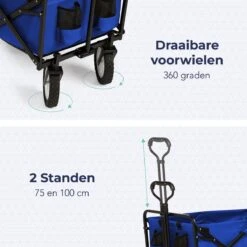 LifeGoods Bolderkar - Opvouwbaar - Draaibare Wielen - 2 Standen - 70KG Draagkracht - Blauw 12 LifeGoods Bolderkar - Opvouwbaar - Draaibare Wielen - 2 Standen - 70KG Draagkracht - Blauw -Bo-Camp Winkel 1200x1200 896