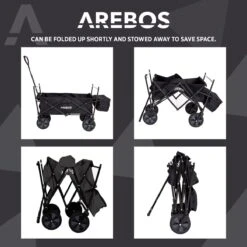 AREBOS Handwagen Vouwbare Dak Handwagen Vouwbare Trolley Uitrustingswagen Zwart -Bo-Camp Winkel 1200x1200 938